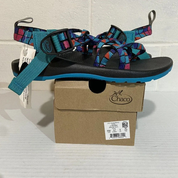 Chaco ZX1 Ecotread Big Kids/Ladies J180264 Break Teal Size 6M - Picture 3 of 10